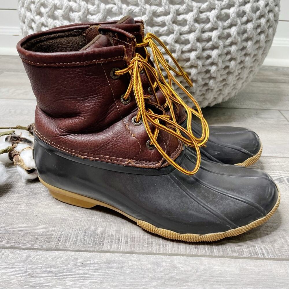 Sperry Women’s Saltwater Waterproof Fleece Lined Lace Up Duck Boots Brown Size 8